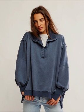 We The Free Camden Henley sweatshirt navy blue